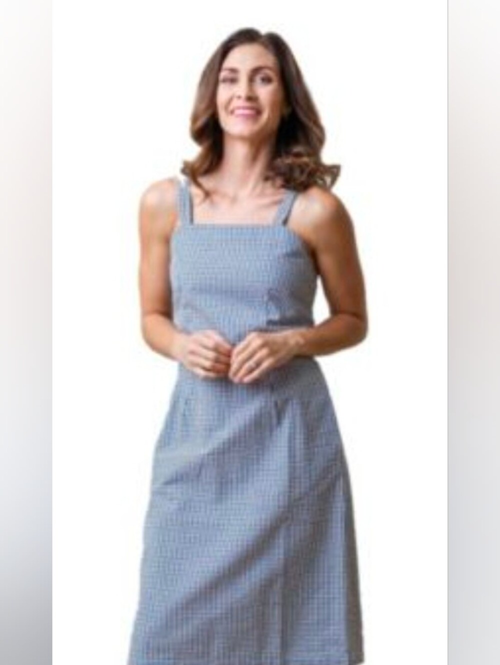 Organic Cotton Seersucker Dress in Navy Gingham Size 12